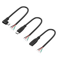 Cable USB C a 4 pines con cable desnudo 22AWG 5V 3A, tipo Pigtail, para bricolaje, reparación y reemplazo, 0.25M 1M 2M
