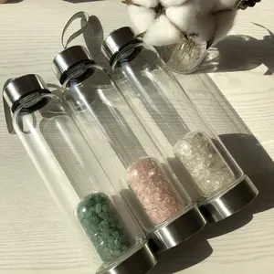 550Ml Glass gem water bottle Crystal Energy Glass water Cup Magical