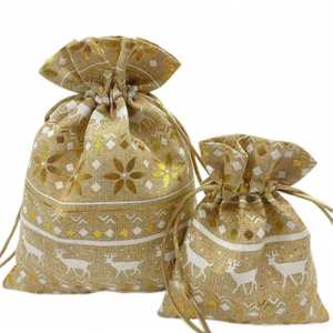 Bolsa de Regalo con Cordón de Tela Elegante para Navidad, Personalizada con Impresión, Empaque de Regalo de Alta Calidad - Product Image 4
