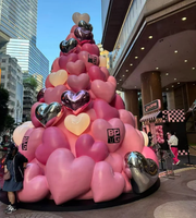 Riesige rosa LED-Herz-Weihnachtsbaum-Skulptur – Virale Instagrammable Einkaufszentrum-Dekoration