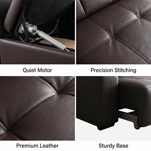 Sofá Cama Seccional Eléctrico Moderno, Juego de Tres Plazas en Cuero Genuino, Patas de Acero Inoxidable, Fácil Instalación - Product Image 4