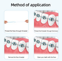 Enfileur de fil dentaire en nylon pour ponts, implants, larges espaces, fil orthodontique, nettoyage régulier des dents