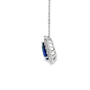 Collar de Diamantes Ecológicos en Oro Amarillo, Blanco y Rosa de 18k con Zafiro en Forma de Pera y Diamante CVD Cultivado en Laboratorio para Mujer - Product Image 3