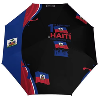 Parapluie automatique personnalisé avec carte du drapeau d'Haïti, protection UV, imperméable, parapluie de fierté haïtienne, résistant au vent, parapluie de voyage