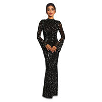 Robe longue de luxe pour femme, robe de soirée sirène noire ornée de strass, robe moulante pour anniversaire, mariage ou cérémonie nuptiale