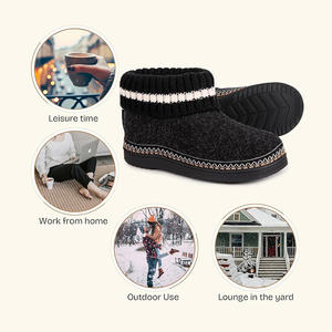 <span class=keywords><strong>Bottes</strong></span> de pantoufles en feutre confortables et chaudes en mousse à mémoire de forme pour <span class=keywords><strong>femmes</strong></span> avec doublure en polaire floue col tricoté chaussures de maison antidérapantes chaussons pantoufles - Product Image 4