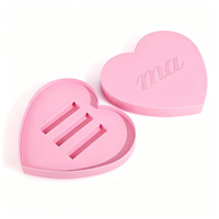 Boîte cadeau luxueuse en forme de cœur, recyclable, faite à la main, avec logo personnalisé, rose, 3 pièces, pour gloss à lèvres, cosmétiques et soins de la peau