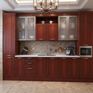 Meubles <span class=keywords><strong>de</strong></span> cuisine modulaires marron style Shaker avec évier et comptoir en marbre, prêts à assembler, armoires <span class=keywords><strong>de</strong></span> cuisine en bois pour appartement - Product Image 1