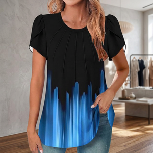 Summer New European and American Women'S Floral Lapel Linen Shirt Half Casual Loose Eco-Friendly Breathable - Product Image 3