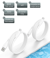 Câble USB C en silicone liquide 60W PD, prix usine, câble de charge rapide 3A pour Android, câble de données Type-C