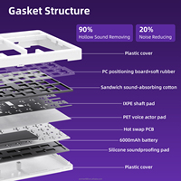 Keyboard Mekanik Topografi Zornher ZH980 Hitam dengan Keycaps PBT, Lampu Latar RGB, Senyap, Portabel, dan Nirkabel Tri-Mode