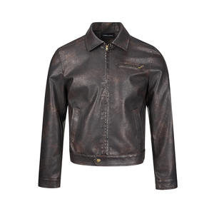 Chaqueta de Motociclista de <span class=keywords><strong>PU</strong></span> Retro Casual para Hombre, de Alta Gama y Diseño Personalizado, Chaqueta Corta de Cuero <span class=keywords><strong>PU</strong></span> de Moda Urbana - Product Image 4
