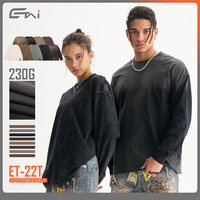 Vêtements pour hommes Dreaming Lion |   T-shirt vintage uni à manches longues en coton épais lavé de haute qualité 230g