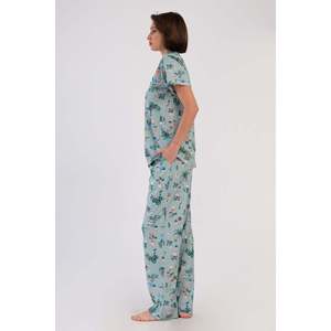 KADIN P.SUPREM XXL GOMLEK YAKA TAMAMI DUGMELI KISA KOL CEPLI PIJAMA TAKIM - เยซิล - เยซิล - Product Image 2