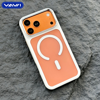 VAWI B456 Coque de protection antichoc magnétique en PC mat tendance avec support d'objectif métallique pour iPhone 15 16 17 Pro Max