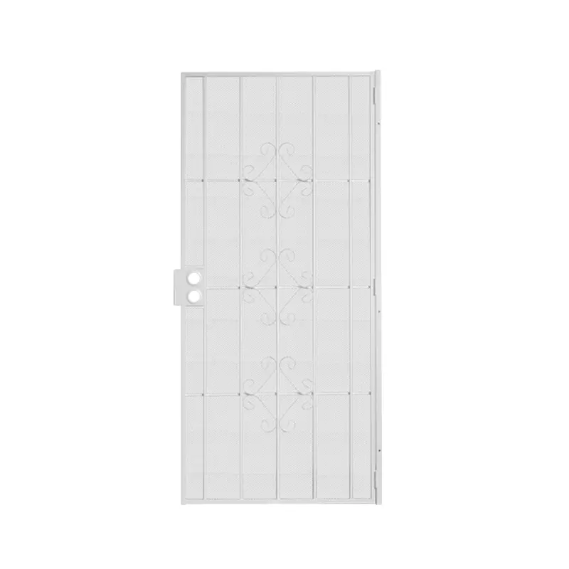 Puerta de seguridad de acero inoxidable con pantalla de metal para exteriores, puerta de seguridad residencial con diseño moderno personalizado
