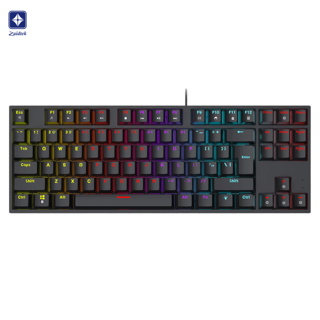 Hot Sale Compact 87Keys Mechanical Gaming Keyboard With RGB Backlit Wired  Keyboard Low-Profile Keycaps + Durable Soldered Cable