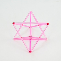 Instrument de sonothérapie en cristal de quartz rose de haute qualité, type Merkaba, pour bain sonore et méditation, avec sac de transport