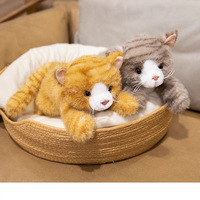 Grand chat orange poupée mignon Simulation poupée de chiffon jouet lavé Techniques trois fleurs chat en peluche couette cadeau d'anniversaire pour coton PP