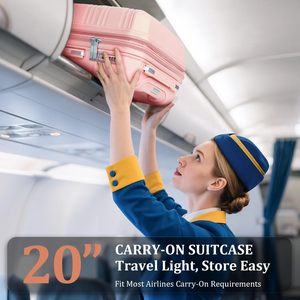 Ensembles de bagages de voyage en PP rigide, coque rose côtelée, prêts pour l'audit d'usine, fabricant, poignée de transport, assortiment en stock - Product Image 6
