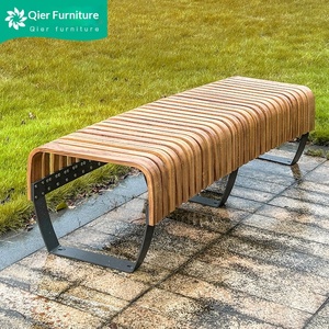 <b>Leisure</b> Chair Outdoor Stainless Steel Curved <b>Bench</b> Finished Chair Scenic Areas Parks Squares Tree-side Chair Imitation Wood - Product Image 5
