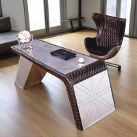 Pour Aviator Furniture Wing Desk Table de bureau d'aviation vintage en aluminium au design industriel du milieu du siècle