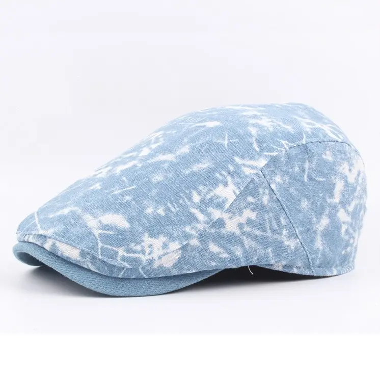 Wholesale Summer Hat Outdoor Washed Denim Ladies And Man England Flat Ivy Cap