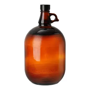 1L 2L 3L 4L 5L复古容器加州空琥珀色红酒玻璃瓶，带聚密封盖