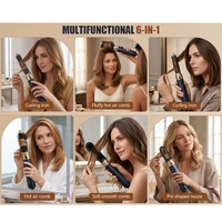 RUCHA 6-en-1 Brosse Sèche-Cheveux Multi Outils De Coiffage DC Moteur Bigoudi Lisseur Peigne Brosse À Air Chaud
