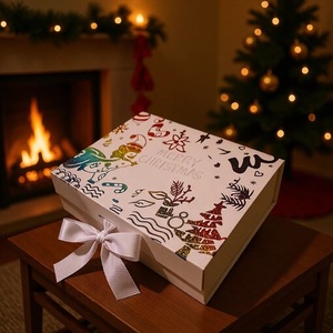 Dropshipping Shopify Foldable Christmas Gift Box Set With <b>Tissue</b> <b>Paper</b> Tag Lights For Scarf Glove Holiday Packaging - Product Image 4