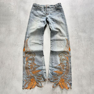 Новинка, 2025 мужские узкие джинсы с вышивкой на заказ, большие размеры, джинсы со средней талией, потертые джинсы на заказ - Product Image 1