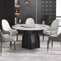 Ensemble de table à manger ronde pivotante de style scandinave moderne Voxhome, pieds en bois de chêne, table à manger pour la maison, le bureau, l'hôtel