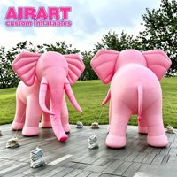 Décoration sur le thème rose, mascotte géante en forme d'éléphant, jouet gonflable, animaux sauvages, statue de dessin animé, accessoires