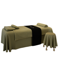Ensemble de literie 4 pièces en jacquard 3D vert, design haut de gamme, super doux, pour salon de beauté, épaissi, pour table de massage et spa
