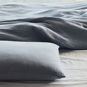 Set Copripiumino in Mussola Doppia Azzurro 100% Cotone Garza Super Morbido Traspirante Certificato Oeko-tex - Product Image 2