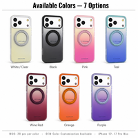 Coque Holographique Dégradée IMD pour iPhone 15 Pro Max avec Anneau Magnétique Pliable, Support de Chargement Sans Fil, Translucide, OEM ODM