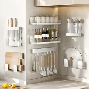 HeDou Kitchen Wall-Mounted Storage Rack Set Plastic Minimalist Design For Organizers - Product Image 2