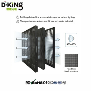 หน้าจอ LED โปร่งใส D-King ขายดีสำหรับใช้งานภายในอาคาร P3.91 จอ LED แบบม่านติดกระจก ผนังกระจก ทีวี LED แผงจอแสดงผลแบบตาข่าย ติดตั้งได้ - Product Image 3