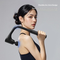 Pistola de masaje de fascia de mango largo con cabezal curvo, martillo de masaje eléctrico extensible y ajustable en longitud, con inversor de múltiples velocidades y tipo brazo.