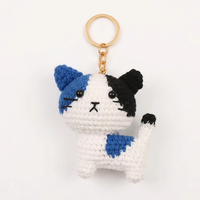 Porte-clés animal en crochet fait main, amigurumi en forme de boule (lapin, singe, ours), breloque de sac pour cadeau