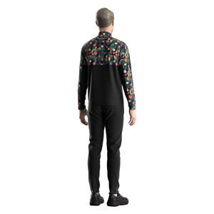 Suéter con Cierre de Cremallera 1/4 para Hombre, Diseño Floral, Color Negro, Cuello Alto - Product Image 6