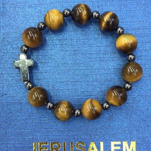 Natural Rose <b>Red</b> Tiger's Eye Cross <b>Bracelet</b> Beaded Jewelry 10mm Plum <b>Red</b> Religious Ceremonies - Product Image 4