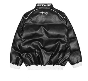 Veste en cuir personnalisée pelucheuse Veste de moto et <span class=keywords><strong>motard</strong></span> de haute qualité Design rétro brodé Sense Racing Veste en cuir Logo OEM - Product Image 2