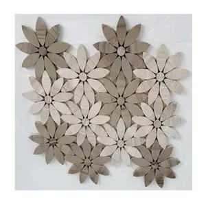 Thassos daisy flower marble mosaic with precise processing procedure