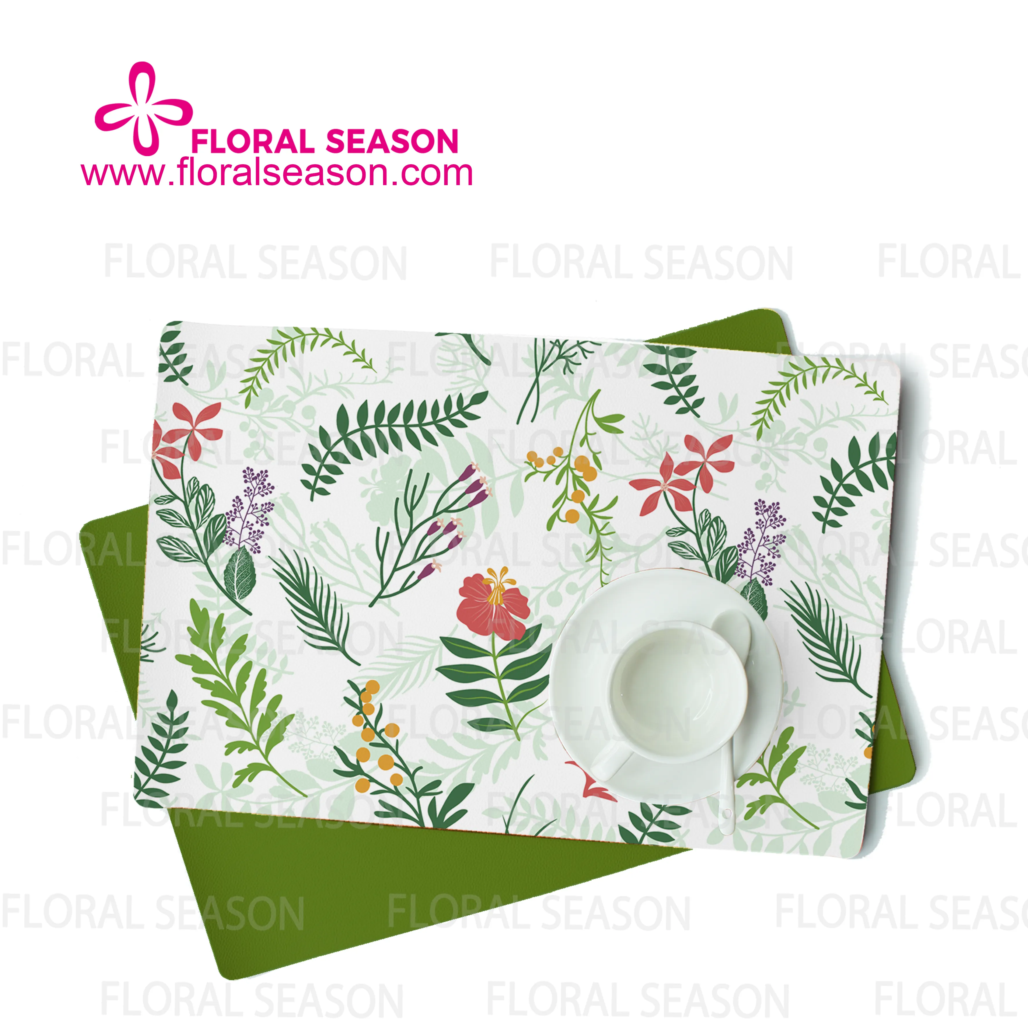 Printed PU Colorful Placemat Customized PVC Placemat Dining Table Mat Cotton And Polyester