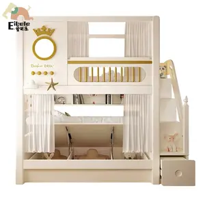 Распродажа, Детская кровать в стиле лофт, деревянные двухъярусные кровати для детей с выдвижным ящиком, лестницей и горкой