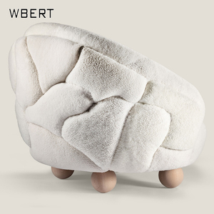 WBERT Nordic Middle Cream Style Pequeña sala de estar Sofá individual Cordero francés Terciopelo Balcón Luz Lujo Retro Silla de ocio - Product Image 2