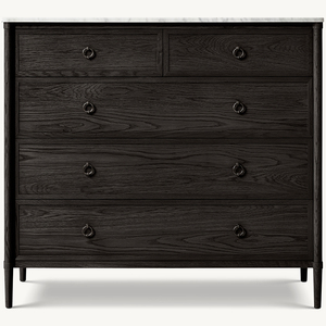 Commodes de chambre à coucher en bois de style américain <span class=keywords><strong>Commode</strong></span> à <span class=keywords><strong>5</strong></span> <span class=keywords><strong>tiroirs</strong></span> avec dessus en marbre - Product Image 4