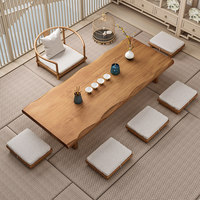 Ensemble table et chaises de style japonais en pin massif, minimaliste et moderne, bas, style Tatami Zen, pour fenêtre en baie Kangan, style antique Fujian