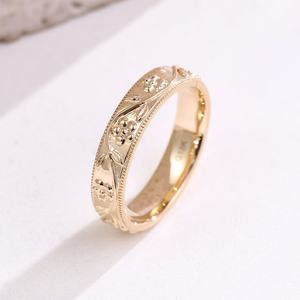Anillo de Bodas de Oro Sólido de 18K de Diseño Vintage, Anillo de Compromiso Elegante de Oro Amarillo Real de 18K - Product Image 2